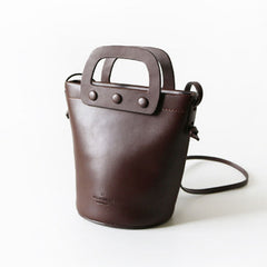 Cute Leather Pink Womens Mini Bucket Purse Handbag Barrel Shoulder Bag for Women