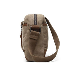 Mens Waxed Canvas Leather Small Courier Bags Canvas Messenger Side Bag for Men