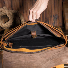 Vintage Brown Leather Mens Briefcase 13inch Laptop Bag Business Bag Handbag For Men
