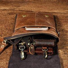 Mens Leather Small Side Bags COURIER BAG Waist Pouch Holster Belt Case Belt Pouch for Men