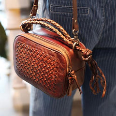 Brown Leather Satchel Purse Small Brown Leather Crossbody Bag - Annie Jewel