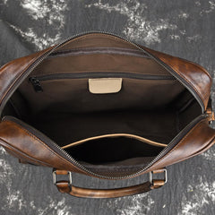 Vintage Leather Mens Briefcase Postman Bag 14inch Laptop Bag Handbag Work Bag For Men