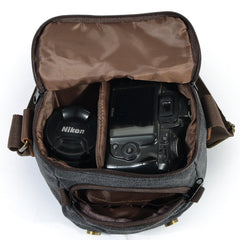Cool Waxed Canvas Leather Mens Casual Waterproof Small Side Bag SLR Camera Bag Messenger Bag For Men