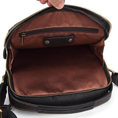 Fashion Black Leather Men's Tablet Shoulder Bag Small Vertical Side Bag Messenger Bag For Men