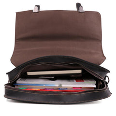 Vintage Brown Leather Men's Professional Briefcase Handbag 14‘’ Laptop Briefcase For Men