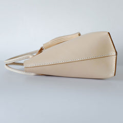 Handmade Leather Beige Womens Handbag Shoulder Bag Crossbody Purse Tassels for Women