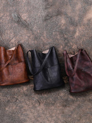 Womens Leather Tote Bags Vertical Womens Coffee Handbag Shopper Bag Purse for Ladies