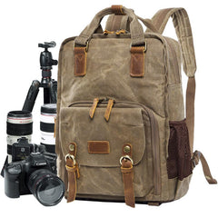 Green LARGE CANVAS WATERPROOF 15'' MENS DSLR CAMERA BAG CANON CAMERA BACKPACK NIKON CAMERA BAG FOR Women