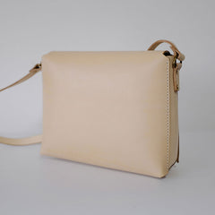 Handmade Leather Beige Womens Vintage Crossbody Purse Shoulder Bag for Women