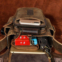 Cool Biker Mens Leather Drop Leg Bag Side Bag Belt Pouch Waist Bag Shoulder Bag for Men