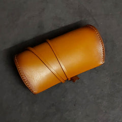 Handmade Vintage LEATHER MEN'S Womens Sunglasses Box - Card Slots Detail