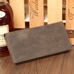 Light Brown Vintage Mens long Wallet Dark Brown Clutch Wallet Long Wallets for Men