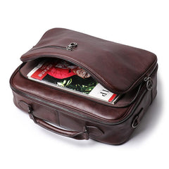 Fashion Brown Leather Men's Professional Briefcase 15‘’ Laptop Briefcase Business Handbag For Men