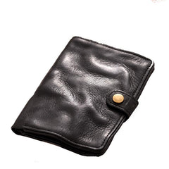 Cool Black Leather Mens Small billfold Wallet Brown Front Pocket Bifold billfold Wallet For Men