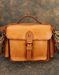 Handmade Leather Womens Small Satchel Shoulder Bag School Handbag Crossbody Purses for Women