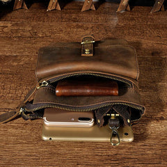 Vintage Mens Leather Side Bag Belt Pouch Holster Belt Case Waist Pouch for Men