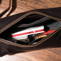 Cool Leather Mens Barrel Side Bag Bucket Shoulder Bag Messenger Bag for Men