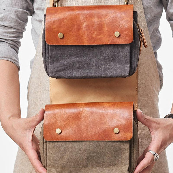 Canvas Leather Mens Belt Pouch Waist Bag Fanny Pack Small Side Bag for Men NXX01491044