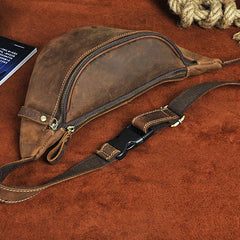 Cool Vintage Brown Mens Leather Fanny Pack Belt Bags Waist Bag For Men