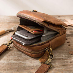 Leather Belt Pouch Belt Cases Mens Waist Bag Small Shoulder Bag for Men