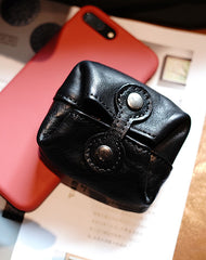 Vintage Women Brown Leather Coin Pouch Catch - Back View