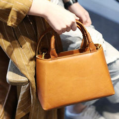 Brown Leather Satchel Purse Small Structured Satchel Purse - Annie Jewel