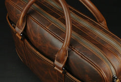 Large leather men Briefcase large vintage shoulder laptop Briefcase Travel Briefcase - EverHandmade