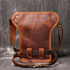 Brown MENS LEATHER FANNY PACK FOR MEN Coffee Drop Leg Bag BUMBAG WAIST BAGS