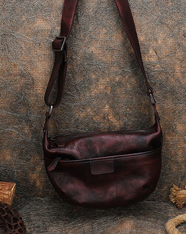 Coffee Leather Womens Saddle Shoulder Bags Saddle - Front View