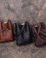 Womens Leather Tote Bags Vertical Womens Coffee Handbag Shopper Bag Purse for Ladies