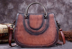 Genuine Leather Handbag Vintage Bag Shoulder Bag Crossbody Bag Purse Clutch For Women - EverHandmade