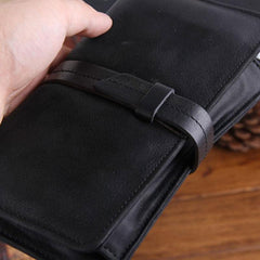 Handmade Leather Mens Cool Long Leather Wallet Clutch Wristlet Wallet for Men