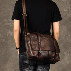 Vintage Leather Mens Cool Messenger Bag Shoulder Bags for men