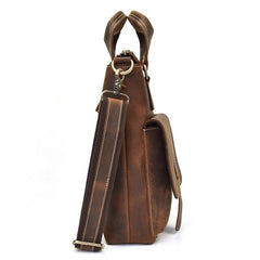 Brown Leather Mens Vintage Work Bag Handbag Briefcase Shoulder Bags Business Bags For Men
