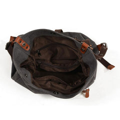 Mens Waxed Canvas Leather Tote Bag Canvas Handbag Canvas Shoulder Bag for Men