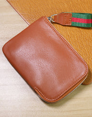 Slim Women Red Leather Billfold Wallet Small Zip Coin Wallets Zipper Change Wallets For Women