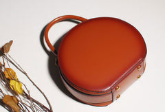 Women Leather round circle handbag shoulder bag for women leather crossbody bag