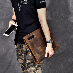 Retro Brown Leather Men Business Clutch Bag Side Bag Handbag Small Messenger Bag For Men