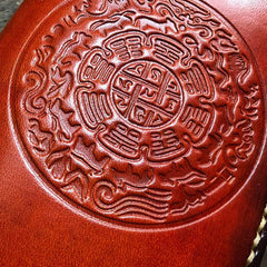 Handmade Leather Mens Cool Tibetan Chain Biker Wallets Leather Clutch Wallet Long Wallets for Men