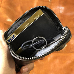Handamde Genuine Leather Mens Cool Key Wallet Card Slim Wallet Key Holder Car Key Case for Men