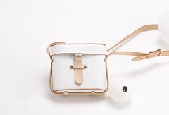 Handmade Leather bucket cute doctor bag purse shoulder bag small white phone crossbody bag