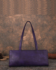 Handmade Green Leather Womens Vintage Baguette Bag - Back View