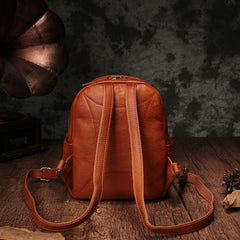 Vintage Leather Brown Womens Backpack Travel Backpack Red School Backpack for Women