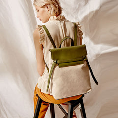 Cute Canvas Leather Womens Backpack Travel Backpack School Backpack for Women