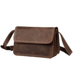 Cool Dark Brown Mens Leather 8inches Small Courier Bag Side Bags Messenger Bags for Men
