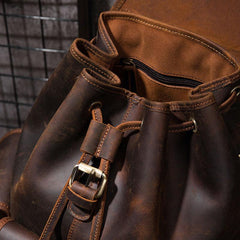 Vintage Mens Leather School Backpacks Satchel Backpack Leather Travel Backpack for Men