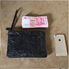 Genuine Leather Mens Clutch Cool Slim Wallet Zipper Clutch Wristlet Wallet for Men
