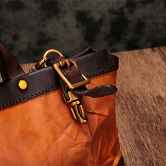 Vintage Brown Leather Handbag Tote Messenger Bag Shoulder Tote Purse For Women