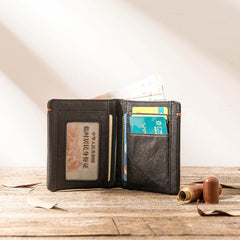 Cool Brown Leather Mens Small Wallets Bifold Black Vintage Slim billfold Wallet for Men