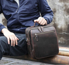 Black Coffee Fashion Leather Mens Vintage Small Handbag Messenger Bags Side Bag For Men